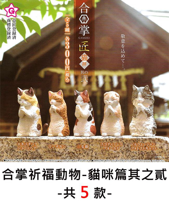 Praying Cats Figurines Set 全套5款 合掌祈福動物 貓咪篇 其之貳 扭蛋 轉蛋 合掌貓咪 合掌動物