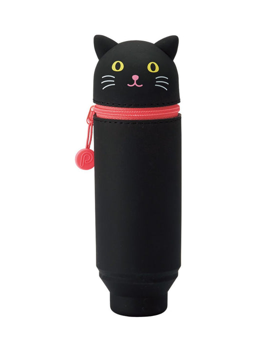 LIHIT LAB PuniLabo Stand Pen Case - Black Cat 日本喜利PUNILABO可爱动物站立式硅胶笔袋 黑猫