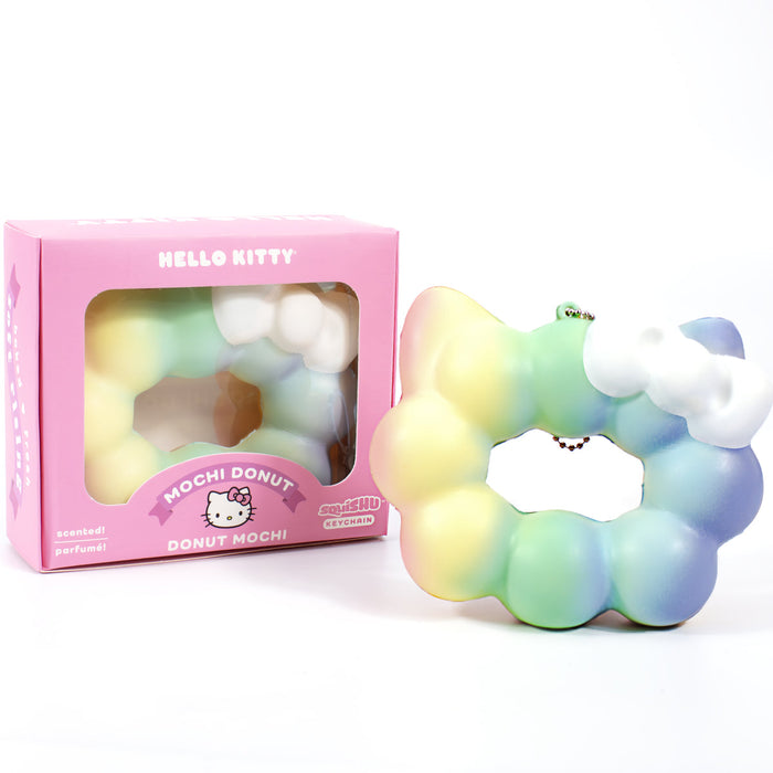 Sanrio Hello Kitty Mochi Donut SquiSHU Slow Rising Squishy Toy Keychain - Rainbow 三丽鸥凯蒂猫软胶甜甜圈玩具钥匙链 彩虹色