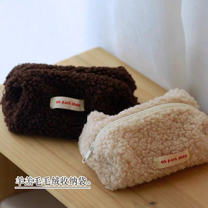 BENZSTORE Fluffy Pen Bag 本字时多 泰迪手感笔袋  羊毛茸茸超大容量丝滑内胆收纳包