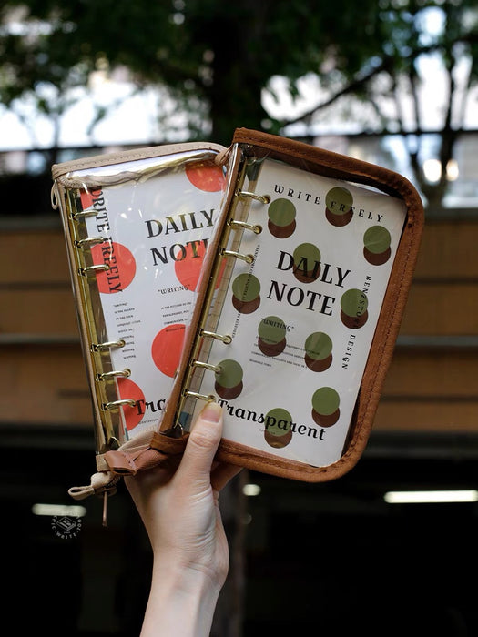 BENZSTORE Transparent Daily Notebook - A6 透明拉链活页本A6 INS风手账日记