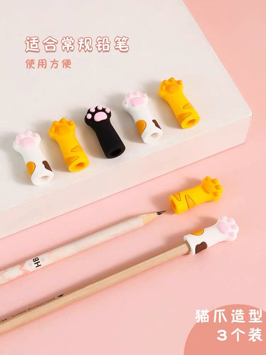 Cat Paw Shape Pencil Cap 可爱萌猫爪铅笔帽卡通铅笔套 儿童软硅胶保护套笔盖