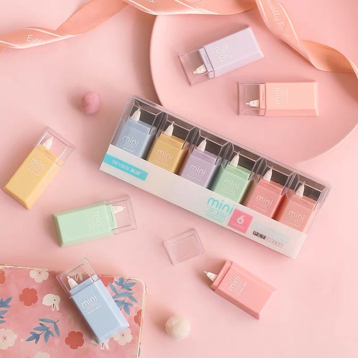 INYAN Morandi Colors Mini Correction Tape - 6pcs 英源莫兰迪色系迷你便携改正带 6个装