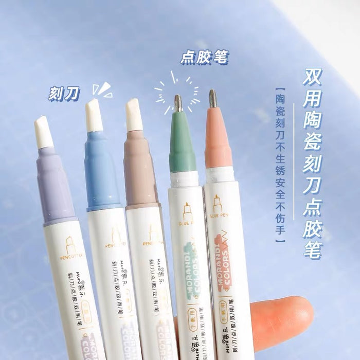 Ceramic Carving Knife/Glue Pen 陶瓷刻刀点胶笔二合一卡通手帐工具笔刀点点胶