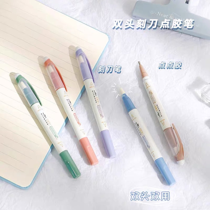 Ceramic Carving Knife/Glue Pen 陶瓷刻刀点胶笔二合一卡通手帐工具笔刀点点胶