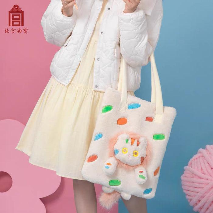 Gift from the Palace Museum：Cat Themed Plushy Handbag 故宫文创 小彩猫咪毛绒单肩包女大容量手提包