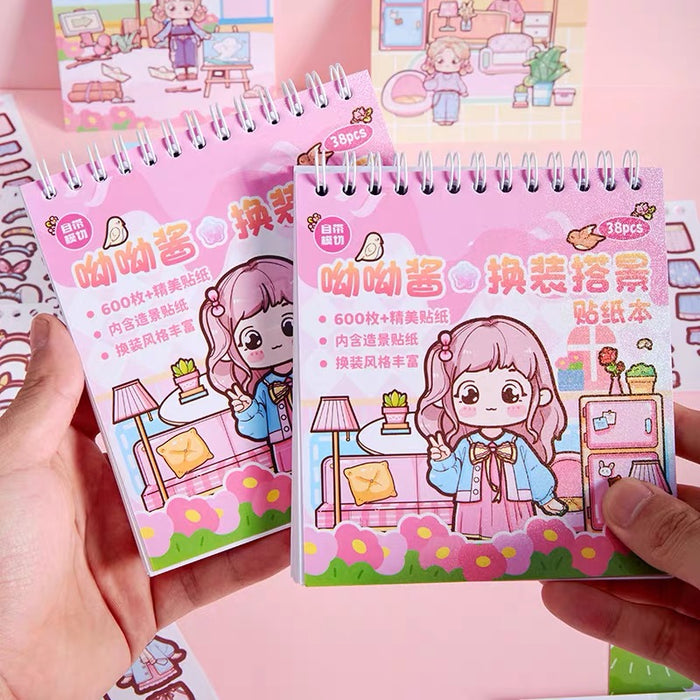 YOYOBULIN Dress-up Sticker Scrapbook 换装搭景贴纸本 呦呦酱系列 可爱少女心儿童换装手帐贴画