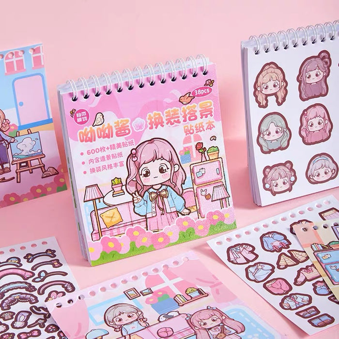 YOYOBULIN Dress-up Sticker Scrapbook 换装搭景贴纸本 呦呦酱系列 可爱少女心儿童换装手帐贴画