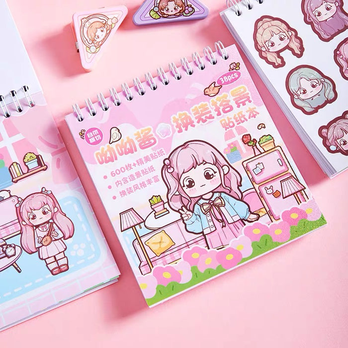 YOYOBULIN Dress-up Sticker Scrapbook 换装搭景贴纸本 呦呦酱系列 可爱少女心儿童换装手帐贴画