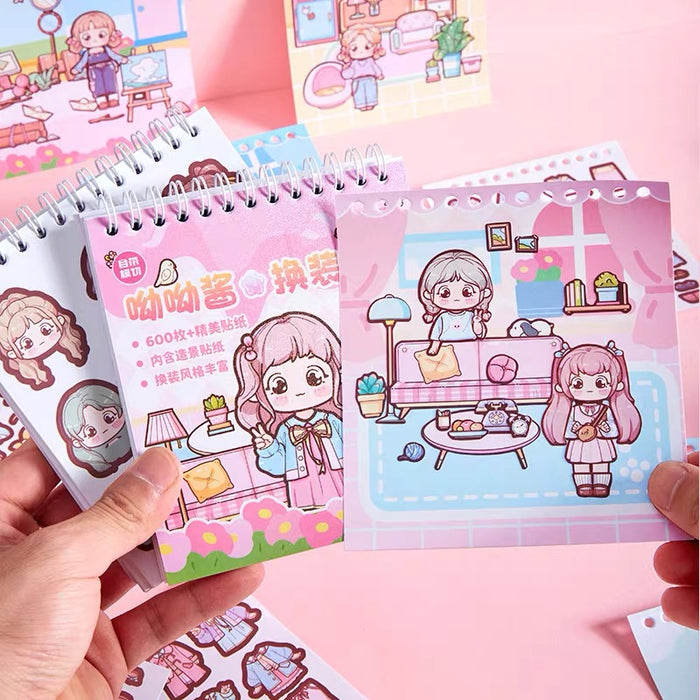 YOYOBULIN Dress-up Sticker Scrapbook 换装搭景贴纸本 呦呦酱系列 可爱少女心儿童换装手帐贴画