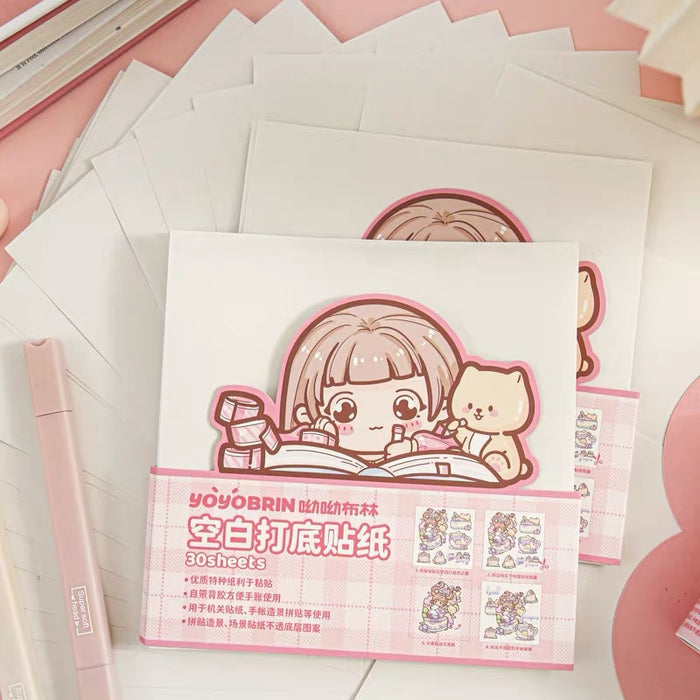 Decorative Blank Stickers 空白打底贴纸 手帐diy装饰白底贴纸少女心ins风装饰拼贴