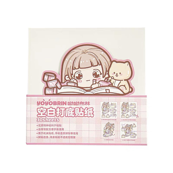 Decorative Blank Stickers 空白打底贴纸 手帐diy装饰白底贴纸少女心ins风装饰拼贴