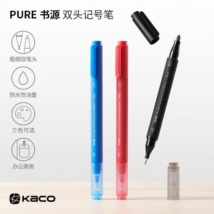 KACO PURE DOUBLE TIP PERMANENT MARKER - RED 书源 双头记号笔 红色