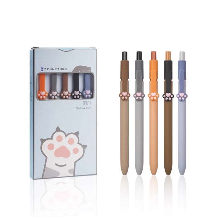 ZENNYTH Cat Paw Series Coco Gel Ink Pen Set 5pcs萌爪 套装 0.5黑色