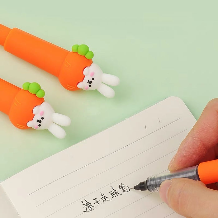 Ball Point Ink Pen with Rabbit Decoration - Black Ink 0.5mm 卡通兔子直液式走珠笔高颜值迷你可爱创意0.5黑色