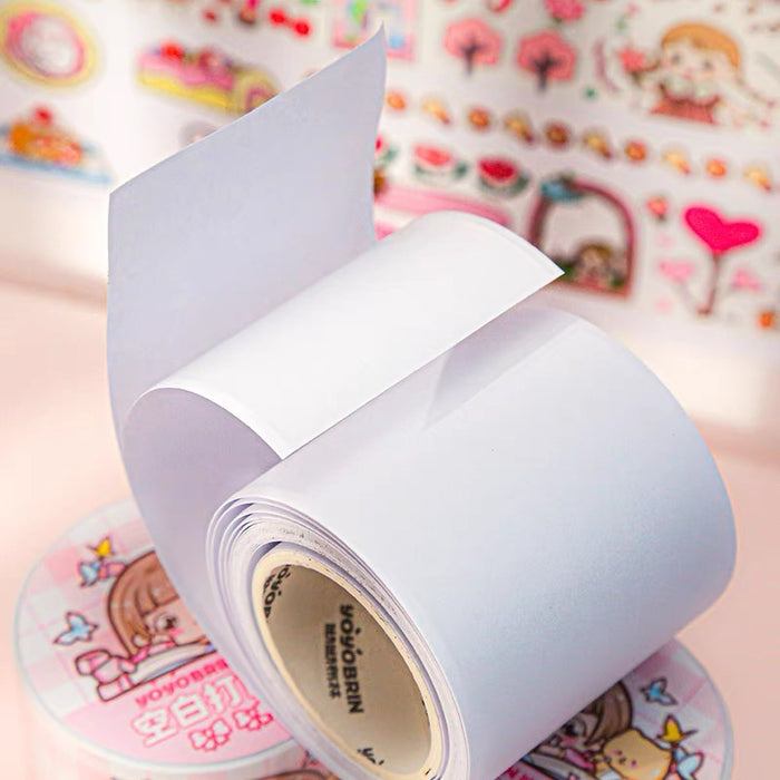 Blank Decorative Tape 空白打底胶带整卷5米 基础拼贴纯白可书写不干胶特种纸手杖造景diy自带背胶咕卡手帐贴纸