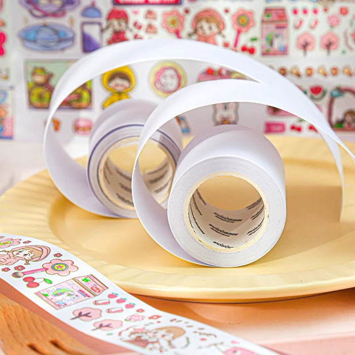 Blank Decorative Tape 空白打底胶带整卷5米 基础拼贴纯白可书写不干胶特种纸手杖造景diy自带背胶咕卡手帐贴纸