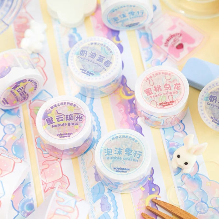 Artistic Decorative Tape 梦幻云朵手帐胶带贴纸 蜜桃乌龙
