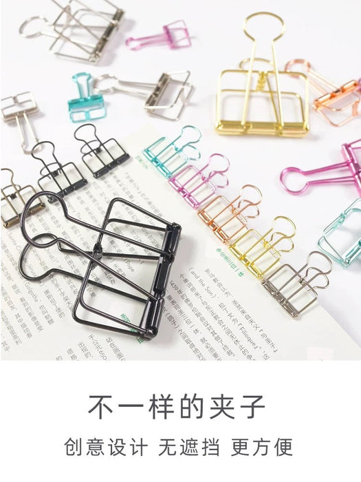 Openwork Metal Binder Clip Medium 10pcs 镂空长尾夹 混色 中号 10个