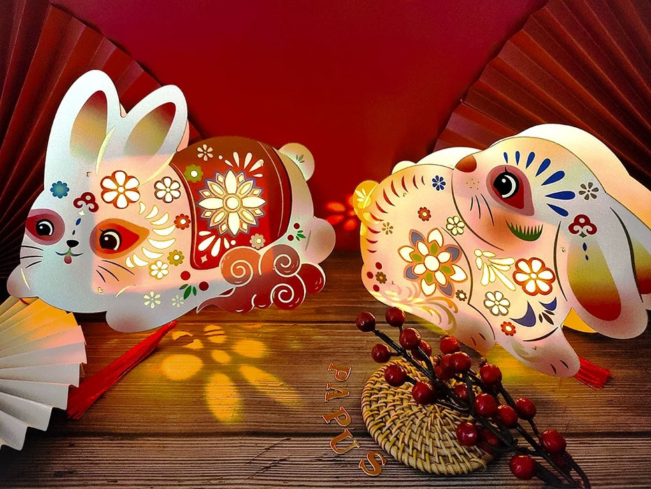 PAPUS Snow Rabbit Lantern DIY Origami Pack国潮玉兔灯 雪兔望月