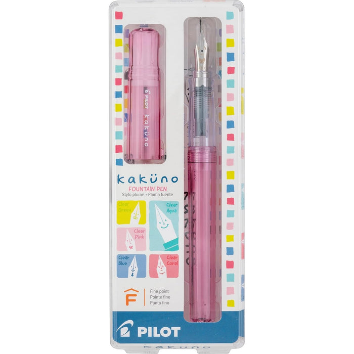 Pilot Kakuno Fountain Pen, Translucent Pink Barrel, Medium Nib百乐笑脸钢笔，透明粉笔杆，中字笔尖