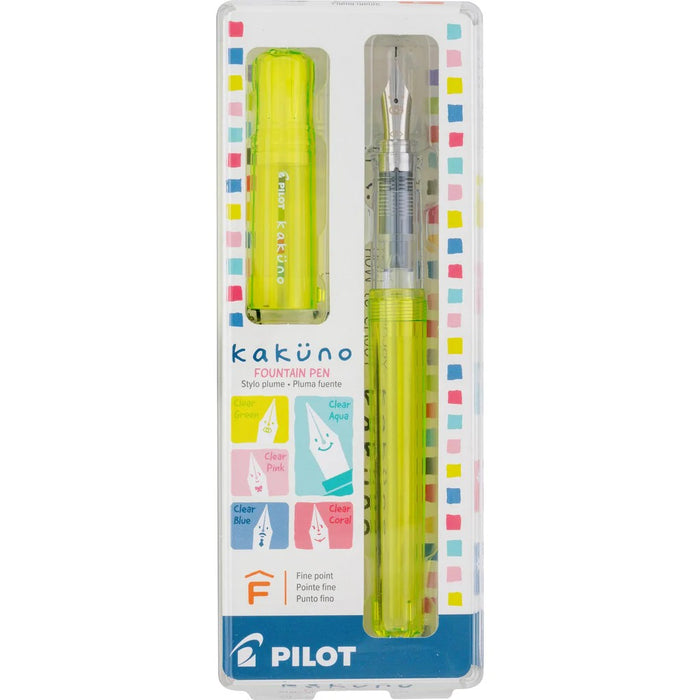 PILOT Kakuno Fountain Pen, Translucent Green Barrel, Fine Nib百乐笑脸钢笔，透明绿色笔杆，细笔尖