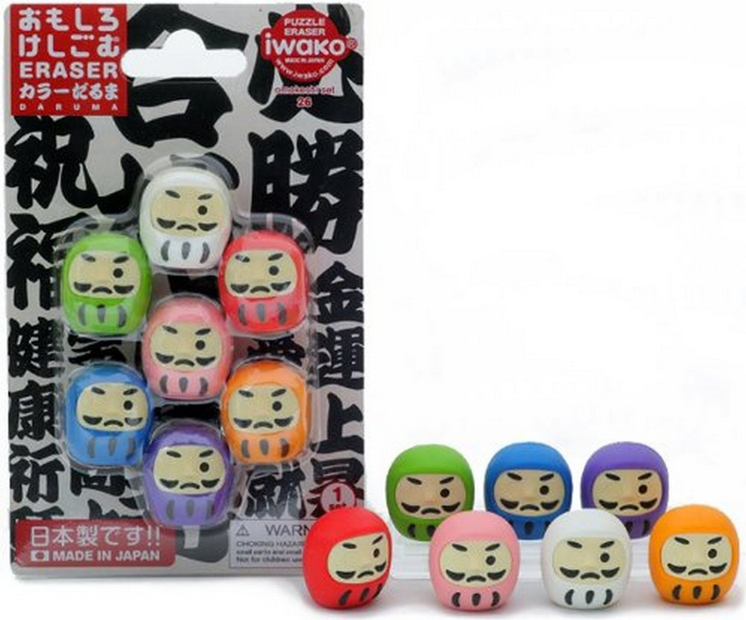 Iwako Japanese Colorful Daruma Puzzle Eraser Set 日本 Iwako 彩色达摩造型拼装橡皮套装