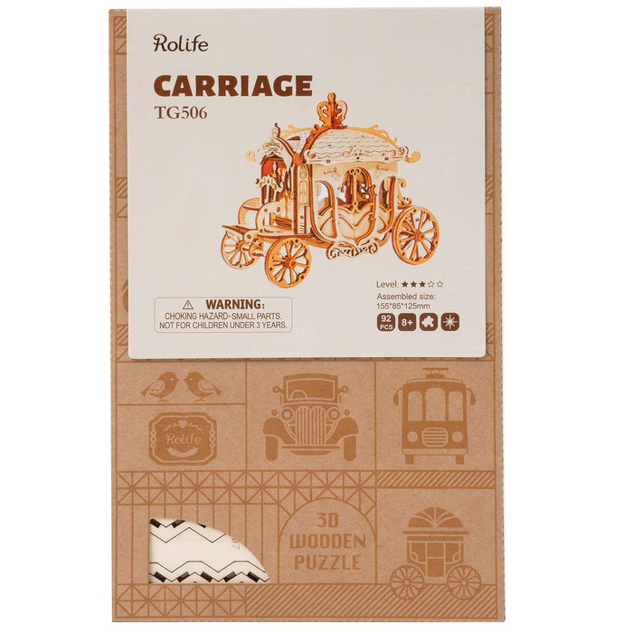 ROLIFE Carriage TG506 3D Wooden Puzzle 若来DIY手工拼装模型 TG506 古典马车