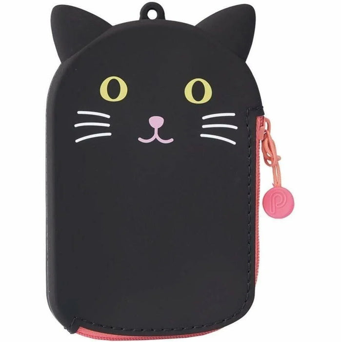 LIHIT LAB PuniLabo Pass Pouch - Black Cat日本喜利PUNILABO可爱动物硅胶零钱卡袋 黑猫