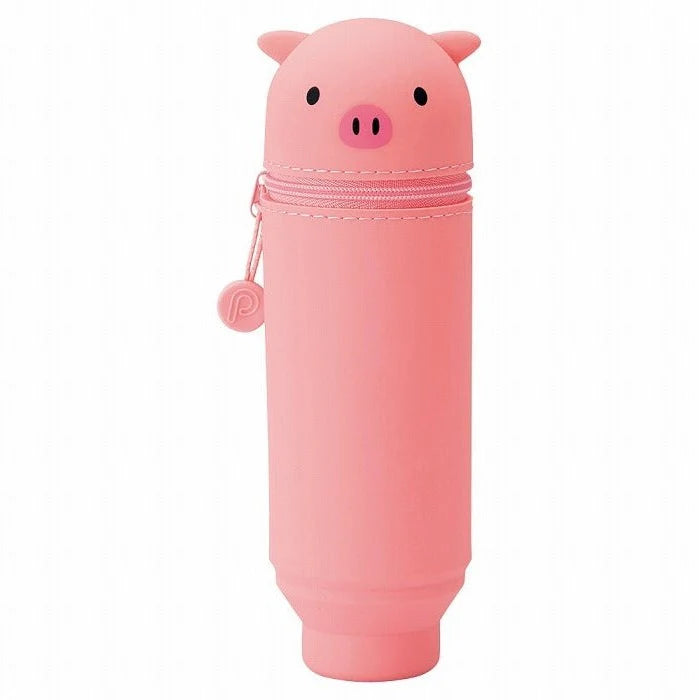 LIHIT LAB PuniLabo Stand Pen Case - Pig 日本喜利PUNILABO可爱动物站立式硅胶笔袋 小猪