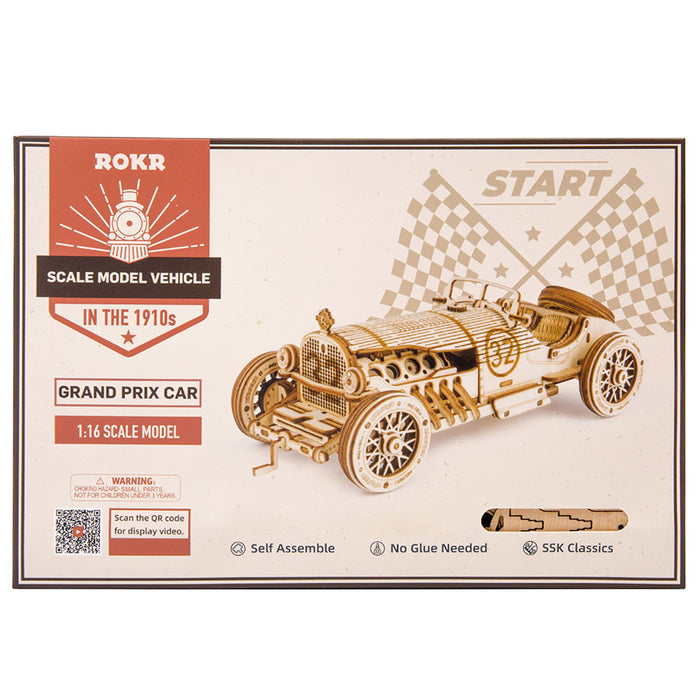 ROKR Grand Prix Car Scale Model 3D Wooden Puzzle MC401 若客木质3D立体拼图 大奖赛跑车