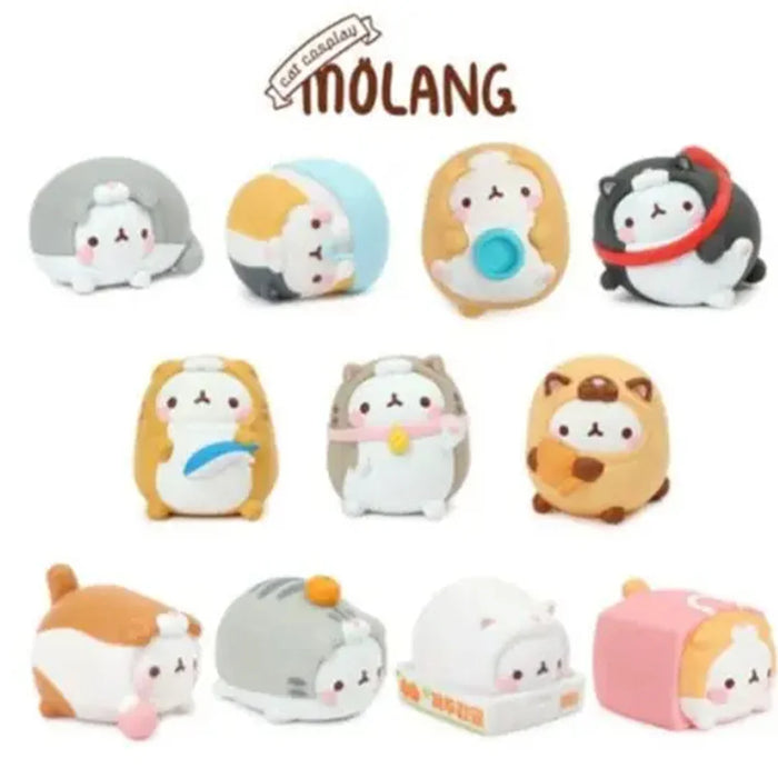 Molang Lazy Cat Costume Vinyl Collectible Figurine Blindbox Molang懒猫装扮款软胶收藏手办盲盒