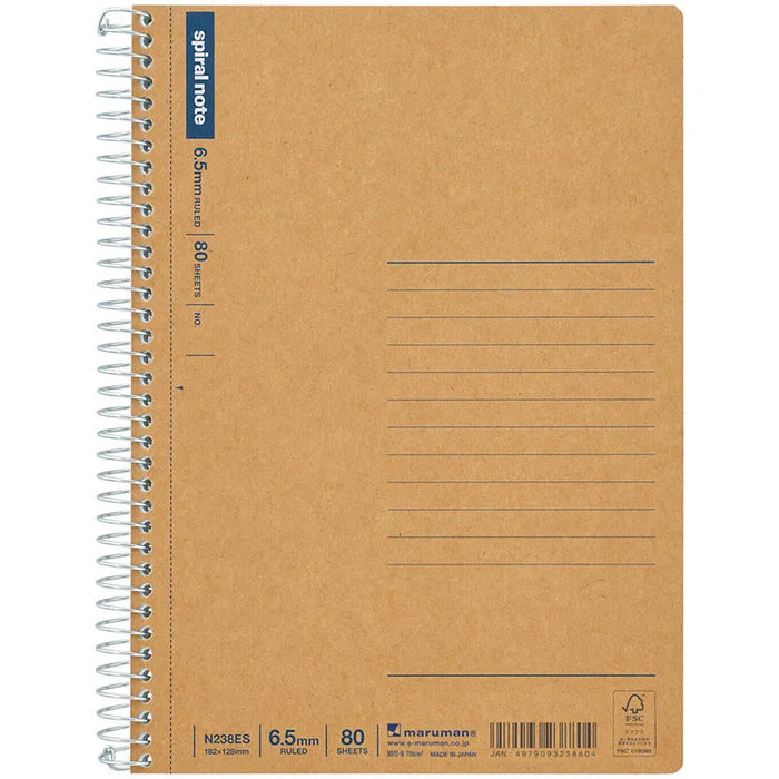 Maruman N238ES Sprial Notebook - 6.5 mm, Ruled, B6, 80 Pieces 日本maruman满乐文线圈本B6横格80页