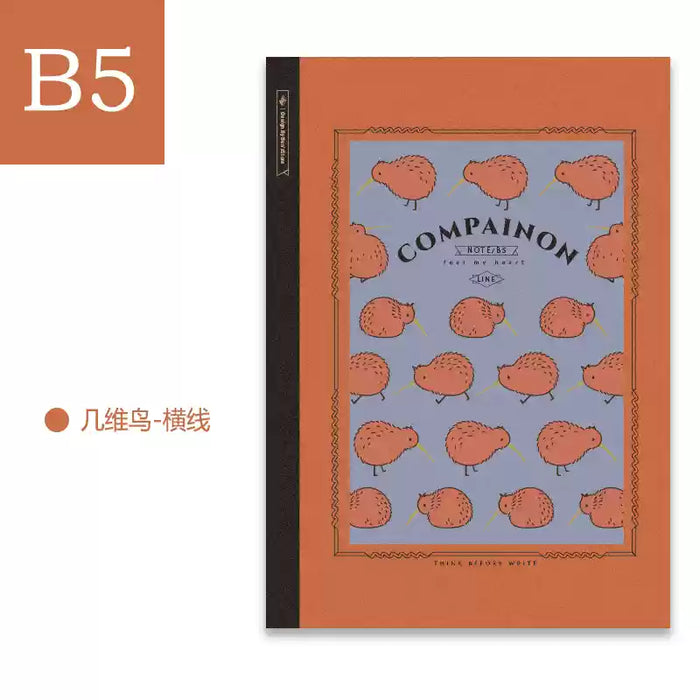 BENSTORE Animal Themed Lined Notebook - Kiwi Bird本字时多 复古轻薄动物横线软皮本 B5 几维鸟