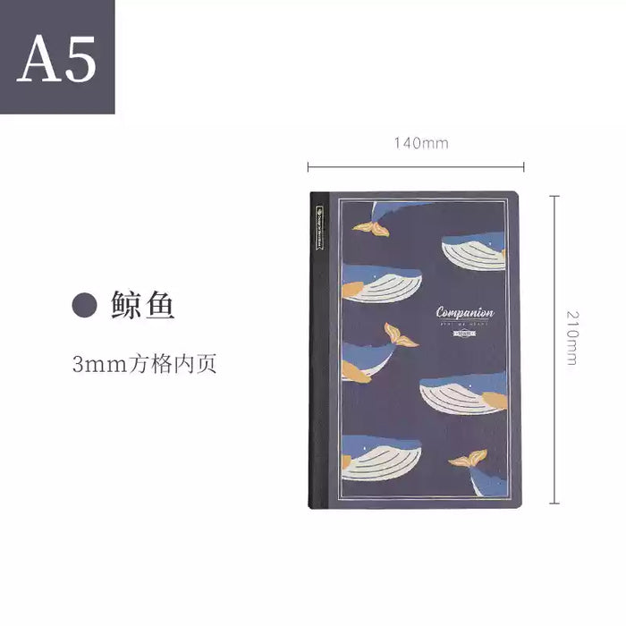 BENSTORE Animal Themed Squared Notebook - Whales 本字时多A5动物轻薄方格笔记本 鲸鱼