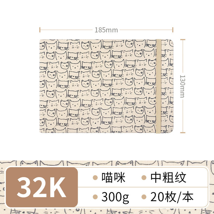 Fabric Watercolor Sketchbook飞乐鸟布艺水彩写生本 喵咪 32K 20张