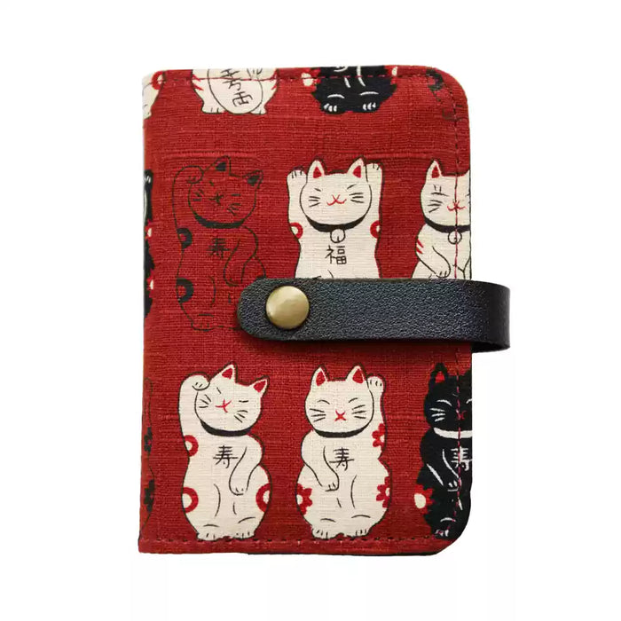 TIME AND PLACE Fabric Multislot Card Holder - Red Lucky Cat 此时此地 布艺收纳多卡位卡套 招财猫红