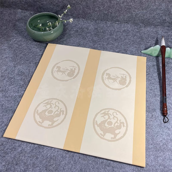 Couplet Paper瓦当对联纸 复古四言 四尺对开33x131cm 颜色随机