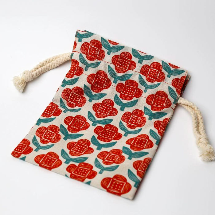 TIME AND PLACE Drawstring Bag - Red Flower 此时此地束口袋 小红花