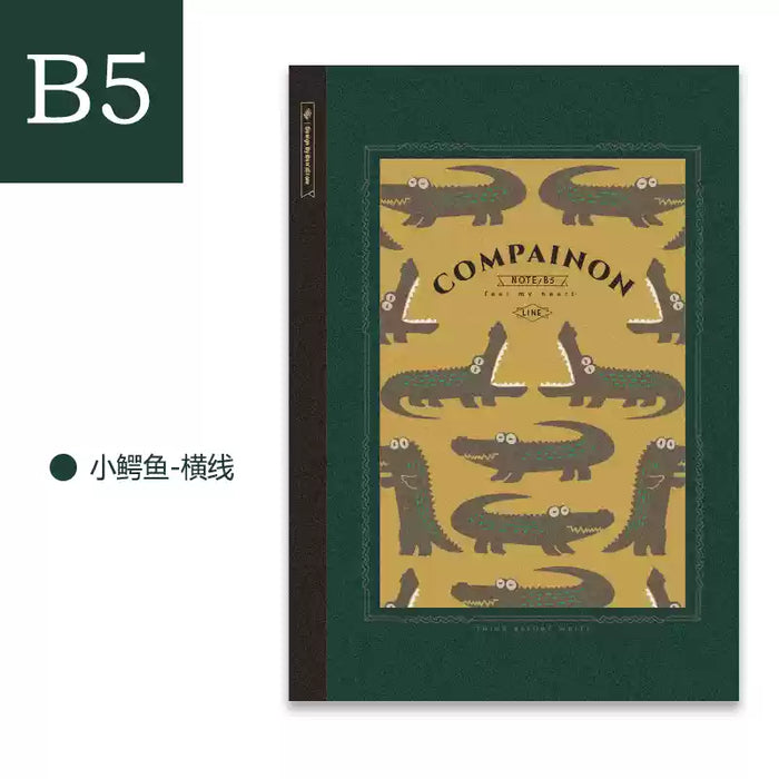 BENSTORE Animal Themed Lined Notebook - Crocodile 本字时多 复古轻薄动物横线软皮本 B5 小鳄鱼
