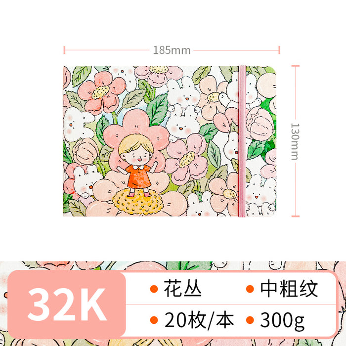 Fabric Watercolor Sketchbook飞乐鸟布艺水彩写生本 花丛 32K 20张
