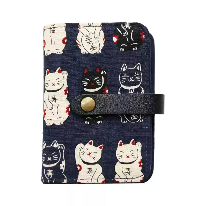 TIME AND PLACE Fabric Multislot Card Holder - Blue Lucky Cat 此时此地 布艺收纳多卡位卡套 招财猫蓝