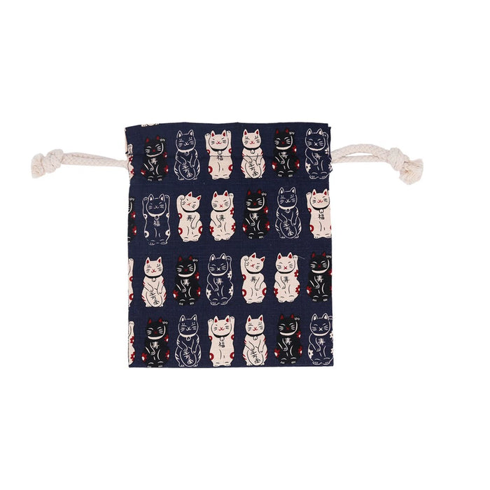 TIME AND PLACE Drawstring Bag - Blue Luchy Cat 此时此地束口袋 招财猫蓝