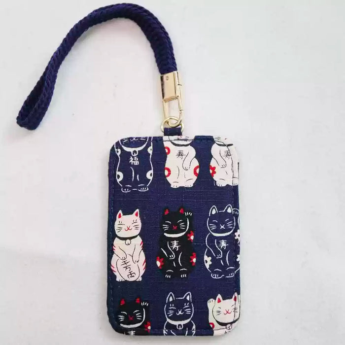TIME AND PLACE Fabric Card Holder - Black Lucky Cat 此时此地 布艺卡套 招财猫黑