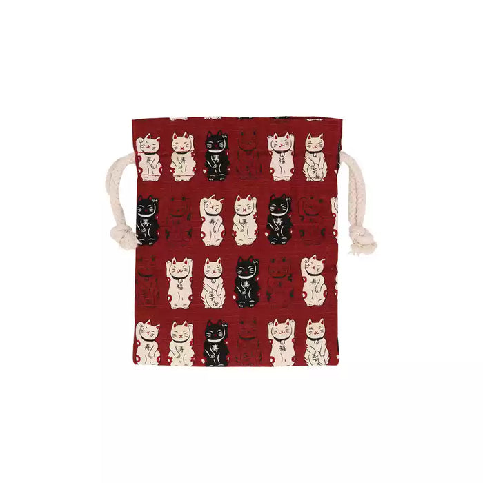 TIME AND PLACE Drawstring Bag - Red Lucky Cat  此时此地束口袋 招财猫红