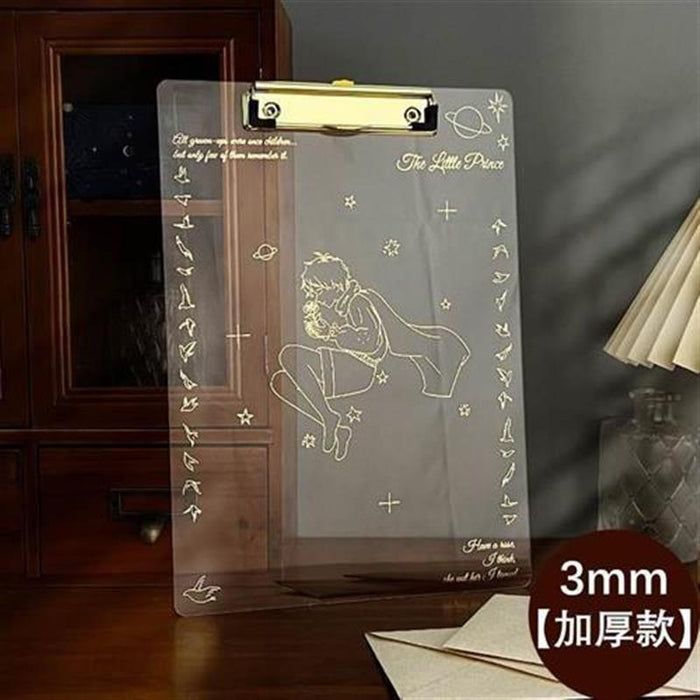 "The Little Prince"Transparent Clipboard 小王子烫金A4压克力板夹透明加厚写字垫板