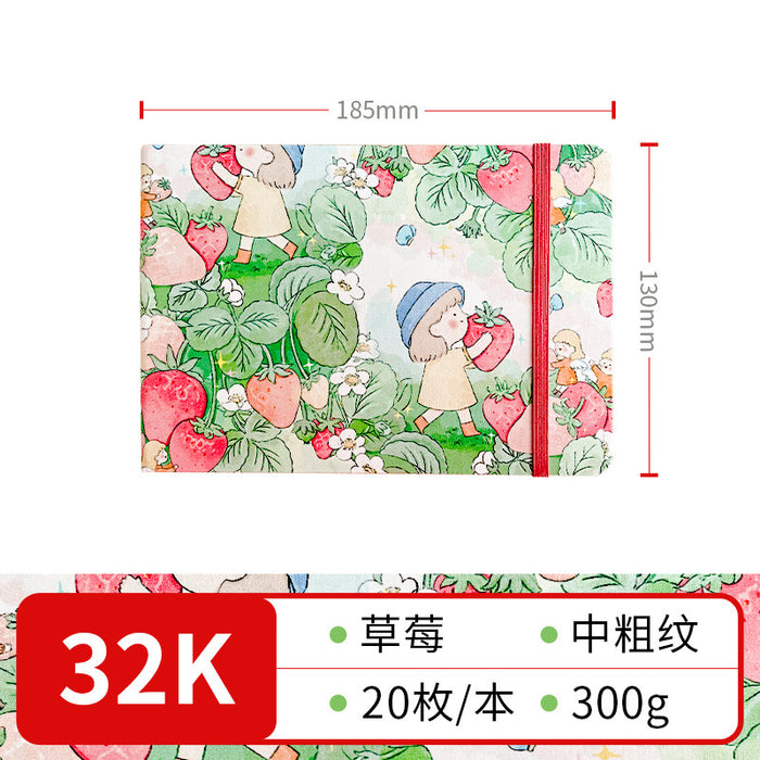 Fabric Watercolor Sketchbook飞乐鸟布艺水彩写生本 草莓 32K 20张