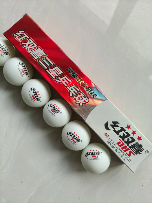 DHS 3-Star Table Tennis Balls 6pcs 红双喜三星乒乓球 6个装