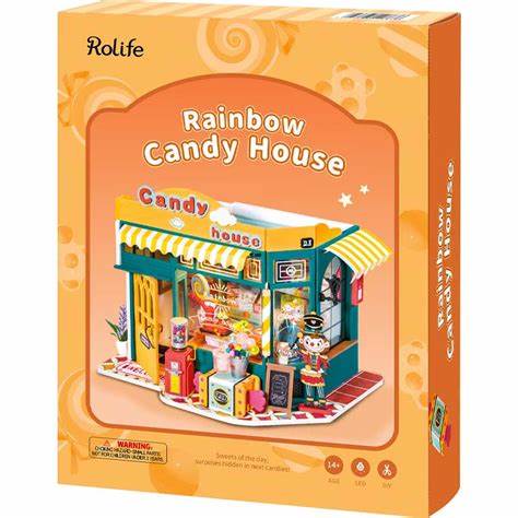 ROLIFE Rainbow Candy House DG158 3D Wooden Puzzle 若来DIY手工拼装模型 DG158 彩虹糖果屋