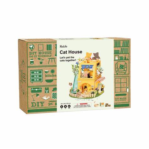 ROLIFE Cat House DG149 3D Wooden Puzzle 若来DIY手工拼装模型 DG149 猫屋